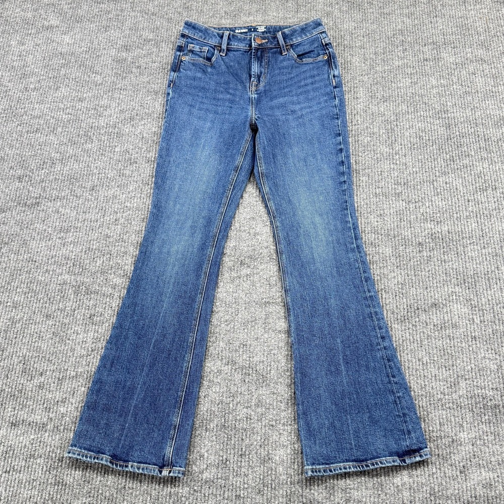 Old Navy Extra High-Rise Flare Jeans Womens 2 Blue Medium Wash Stretch Denim - Picture 1 of 12